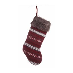 Vianočná ponožka - červená/šedá